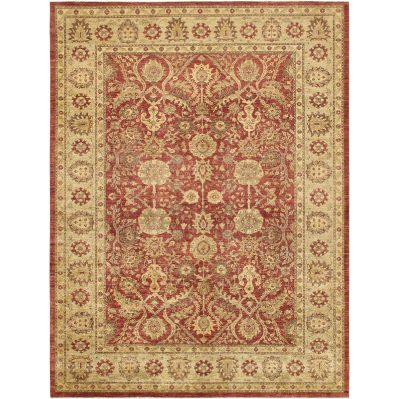 Denver Hand Knotted Wool Oriental Area Rug in Red/Beige