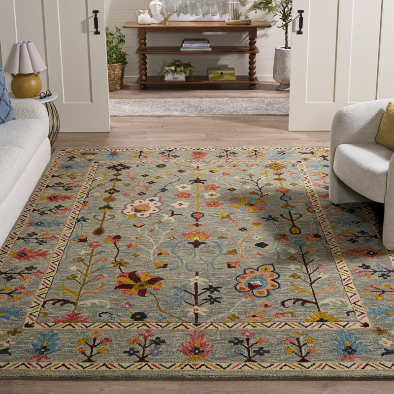 Tapis en coton touffeté à la main Lozoya , Rectangulaire 8 pi x 10 pi