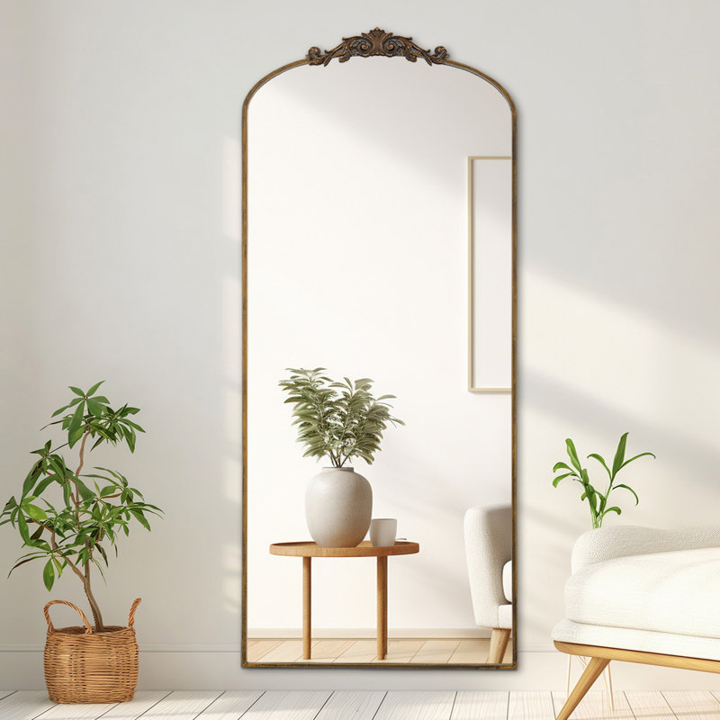 Filigree Floor Mirror Full Length Mirror Freestanding with Vintage Ornate Carved Applique, Bronze, 71" x 30"