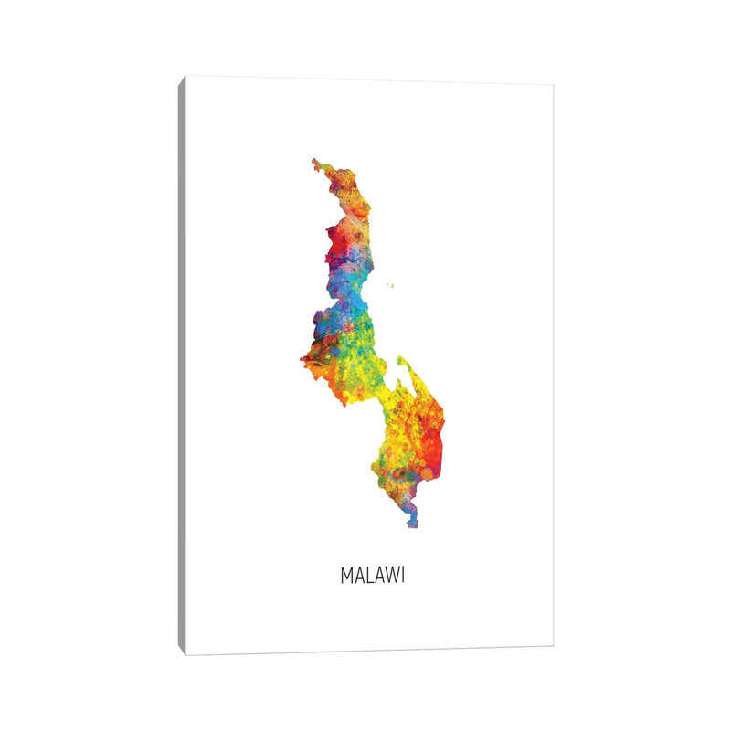 Malawi Map by Michael Tompsett - Wrapped Canvas Gallery-Wrapped Canvas Giclée, 30.48 cm H x 45.72 cm W