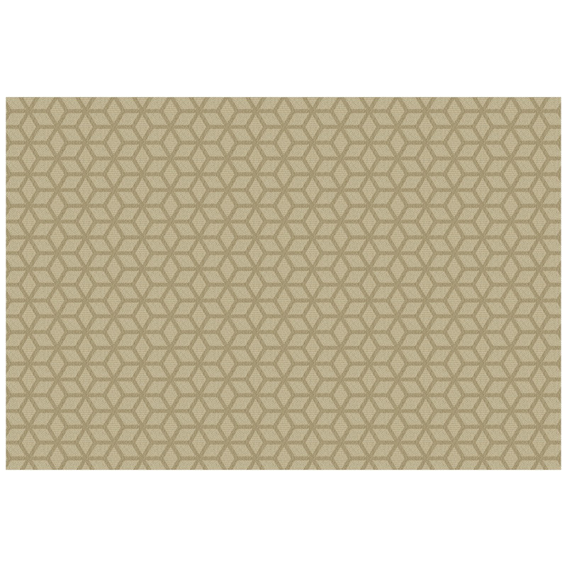 Tapis de cuisine à profil bas Un-Rug Cubics Rube par Matterly, Beige, Rectangle 4 pi x 6 pi