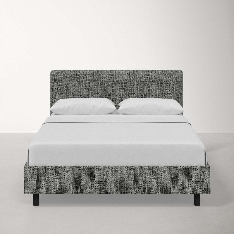 Adrien Upholstered Platform Bed, Milsap Navy Sustain Tweed, Queen