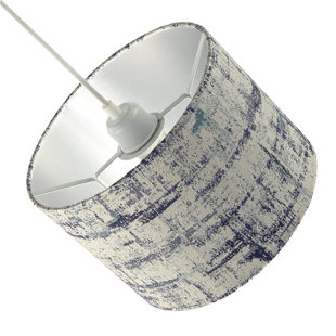 Unique Navy Blue And Camouflage Jacquard Fabric Drum Lamp Shade By Happy Homewares
