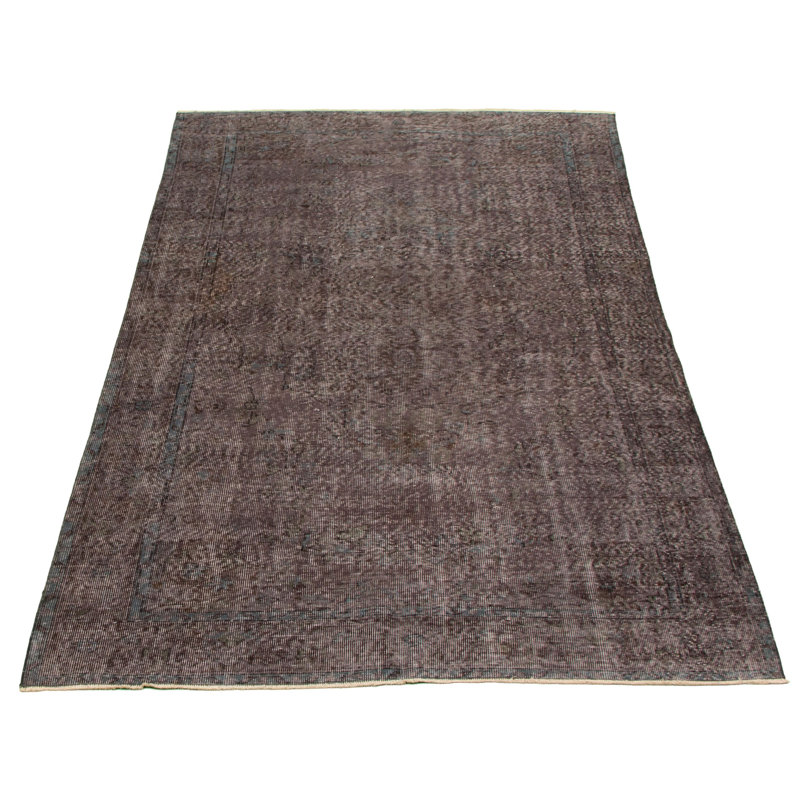 Tapis décoratif en laine gris foncé de conception unique en laine noué à la main des années 1980 5 pi 5 po x 9 pi 2 po Devarsh