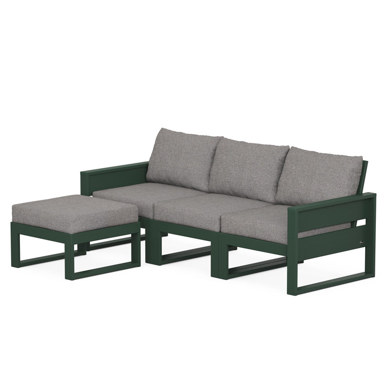 TREX Outdoors Eastport 3 - Person Outdoor Seating Group with Cushions, Green, Gray Mist