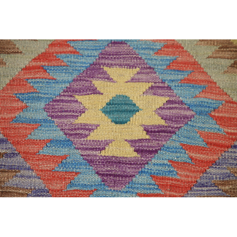 Tapis de couloir en laine South Western Kilim 3 x 16