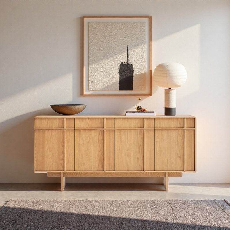 Buffet simple rétro, Burlywood, H 30,71 po x l 62,99 po x P 17,13 po