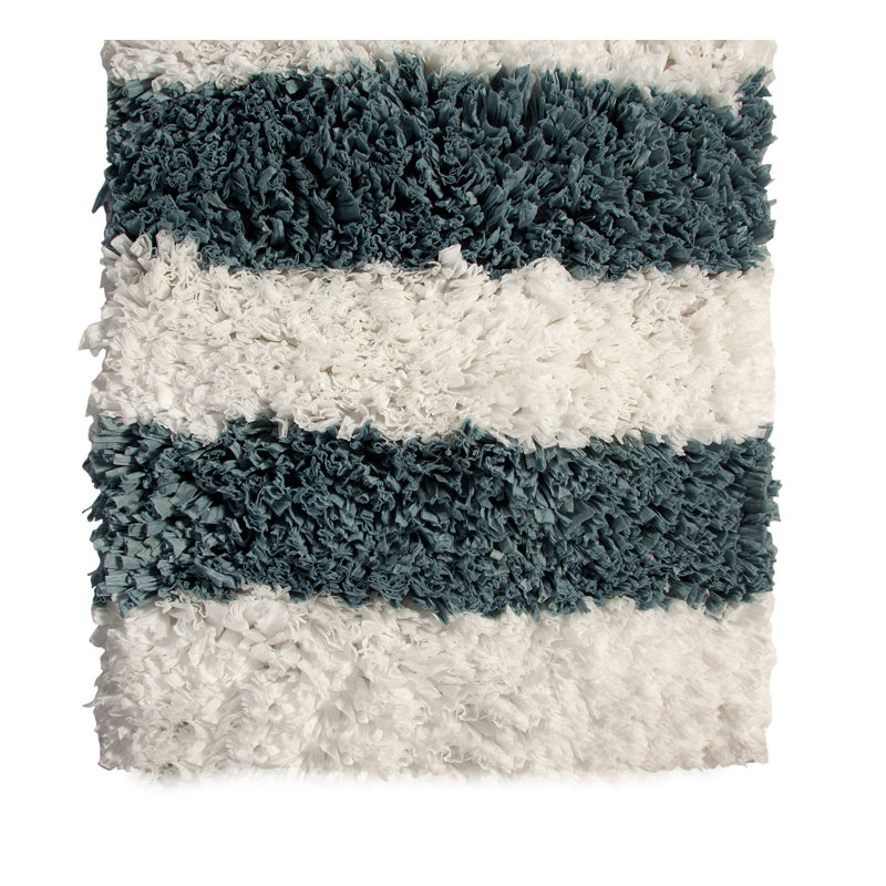 Pulver Non-Slip Bath Rug, 34" x 21", White/Blue