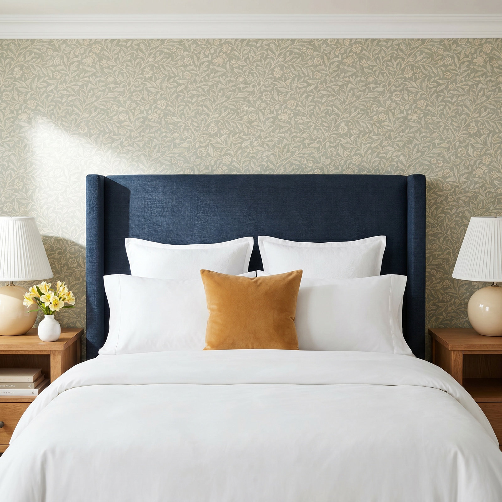 Hanson Upholstered Headboard, Queen, Zuma White Textured Linen