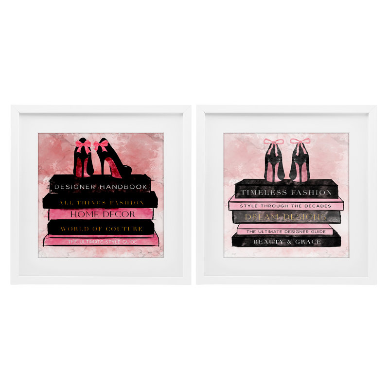«Pink Heels Atop», ensemble de 2 reproductions encadrées sous verre, par Natalie Carpentieri, H 16 po x l 16 po