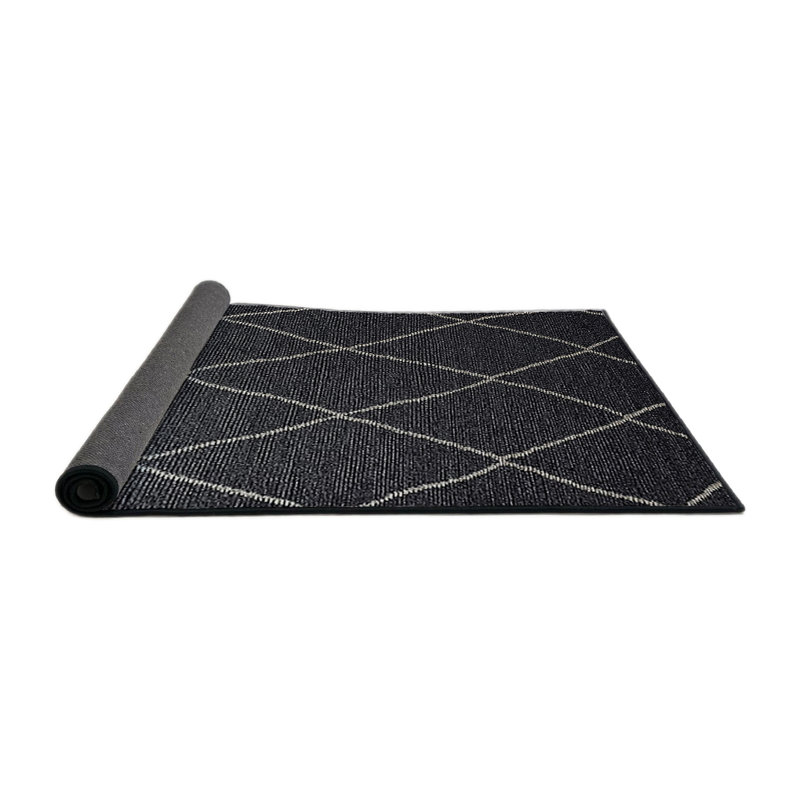 Tapis géométrique beige / noir Botolph, Rond 7 pi