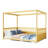 Full Size Canopy Bed Frame With Guardrails For Kids,Floor Bed Full With Four Poster Design,Kids Montessori Floor Bed,Wood Canopy Bed Frame For Girls,Boys(Full,Natural)-1791707796-1791707793