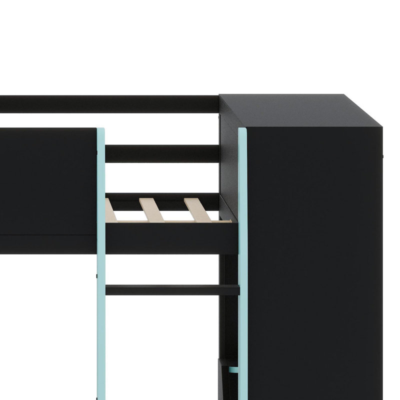 High-Profile Sleeping Platform Featuring Built-in Outlets, Smart Cable Organization, and Dynamic LED Effects, Blue