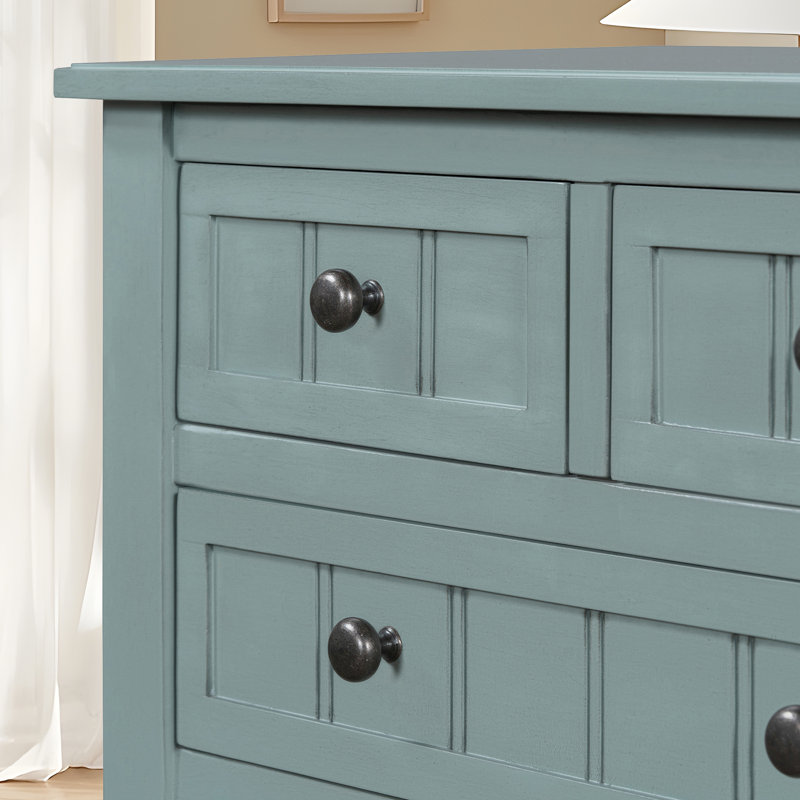 Console Table With 3 Drawers And Bottom Shelf, Light Blue