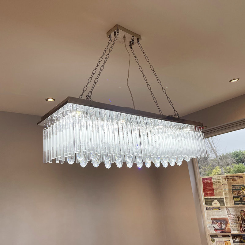 Amethy 8 - Light Chrome LED Pendant, 28cm H x 30cm W x 80cm D