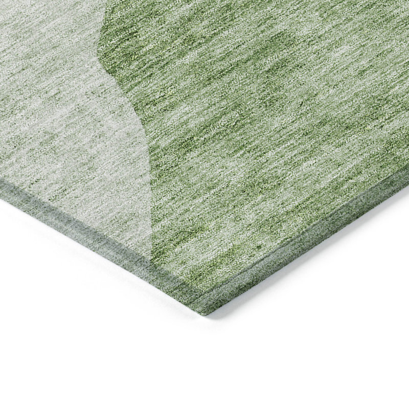Tapis d'intérieur rond lavable abstrait vert olive et vert fougère 8 pi HomeRoots