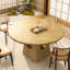 Table de salle à manger ronde pour table ronde de 4-6,47 pouces avec plateau en bois et base de rangement, table de salle à manger de ferme, table de cuisine en bois pour salle à manger, cuisine, salon, naturel (table seulement)-1639976551