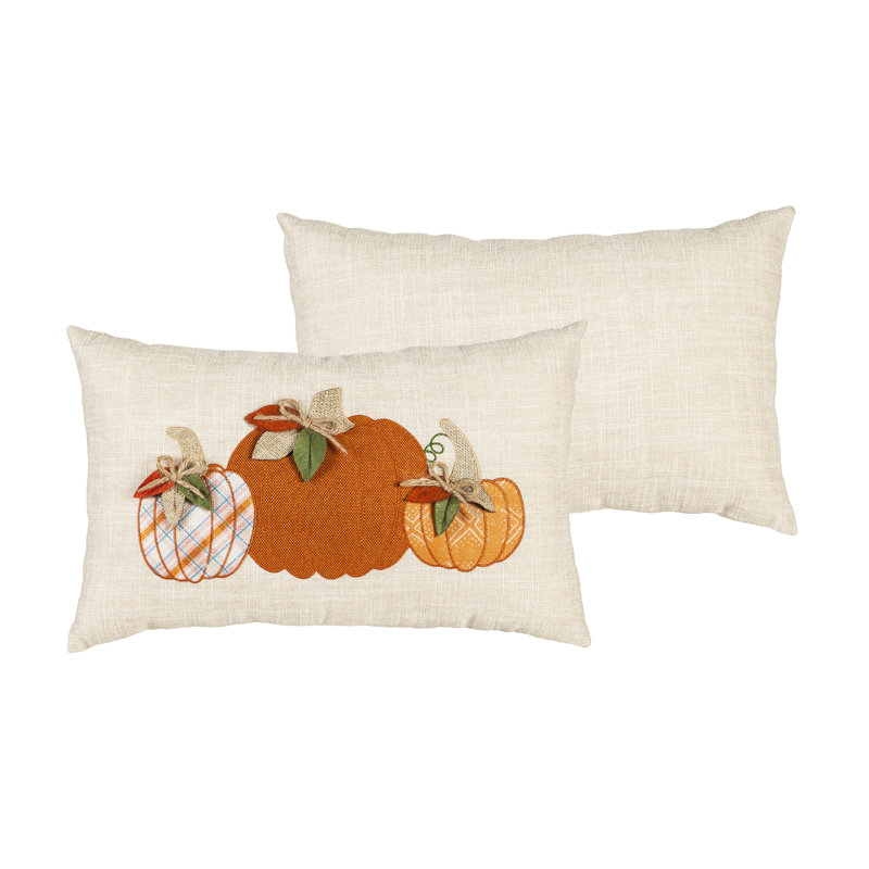 Pumpkin Trio Lumbar Decorative Throw Pillow Cover Pumpkin Trio Lumbar Decorative Throw Pillow Cover