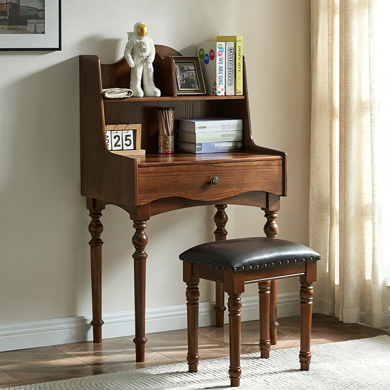 Bureau d'écriture moderne simple en bois d'hévéa, H 47,24 po x l 25,98 po x P 18,11 po