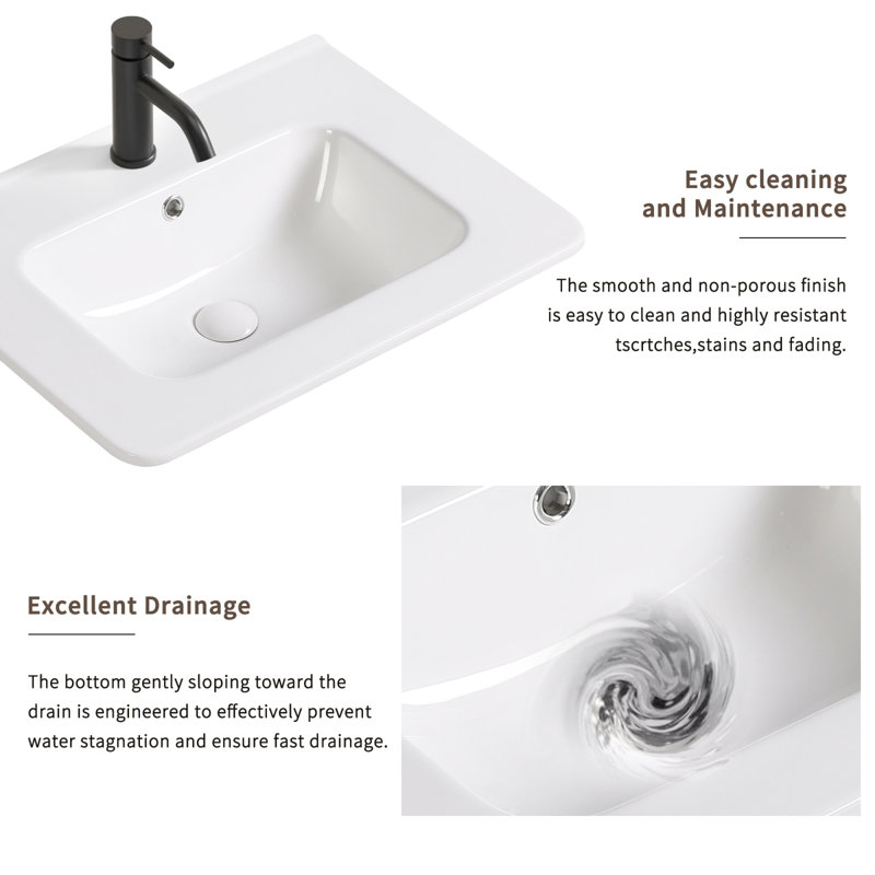 Lavabo de salle de bain en céramique élégant, finition brillante moderne pour la maison