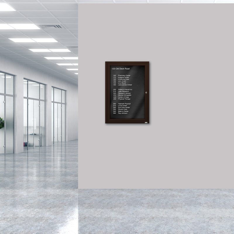 Tableau d'affichage mural fermé pour armoire d'annuaire, Bronze anodisé, Un, H 36 po x l 24 po