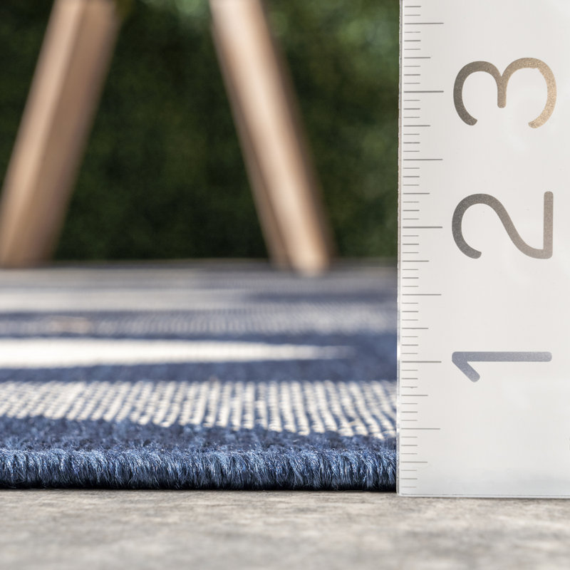 Tapis intérieur / extérieur bleu marine Ashot, Rectangle 4 pi x 6 pi