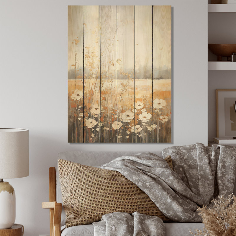 Meadow Of Dreams I - Art mural en bois sur bois de pin naturel, H 40 po x l 30 po