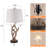 26" Rustic Farmhouse Resin Antler Table Lamp with USB Ports