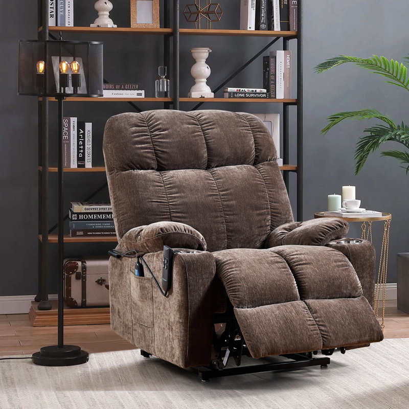 Fauteuil inclinable à deux moteurs Power Lift pour fauteuil inclinable 180 °, Brown Fabric