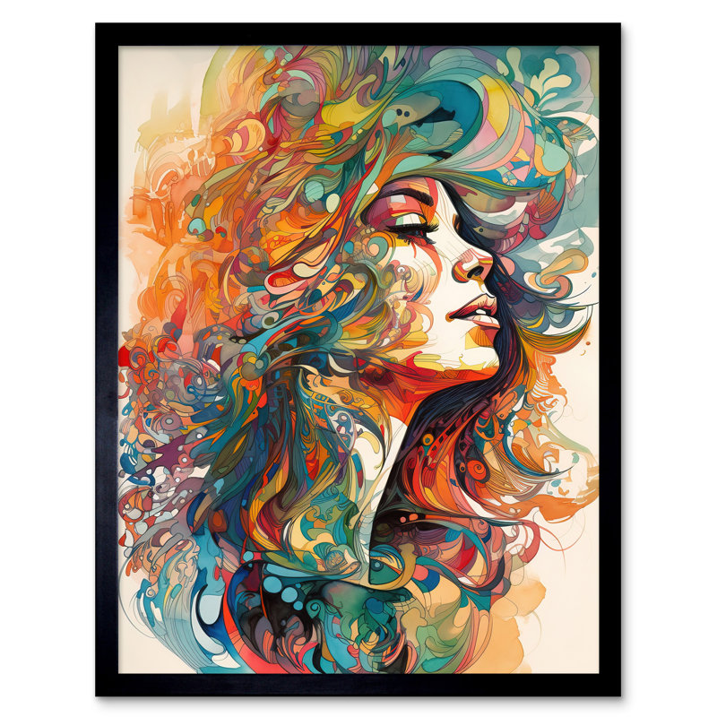 Parina Iris Goddess Of Rainbows Multicoloured Flowing Hair Deity Portrait - Single Picture Frame Print