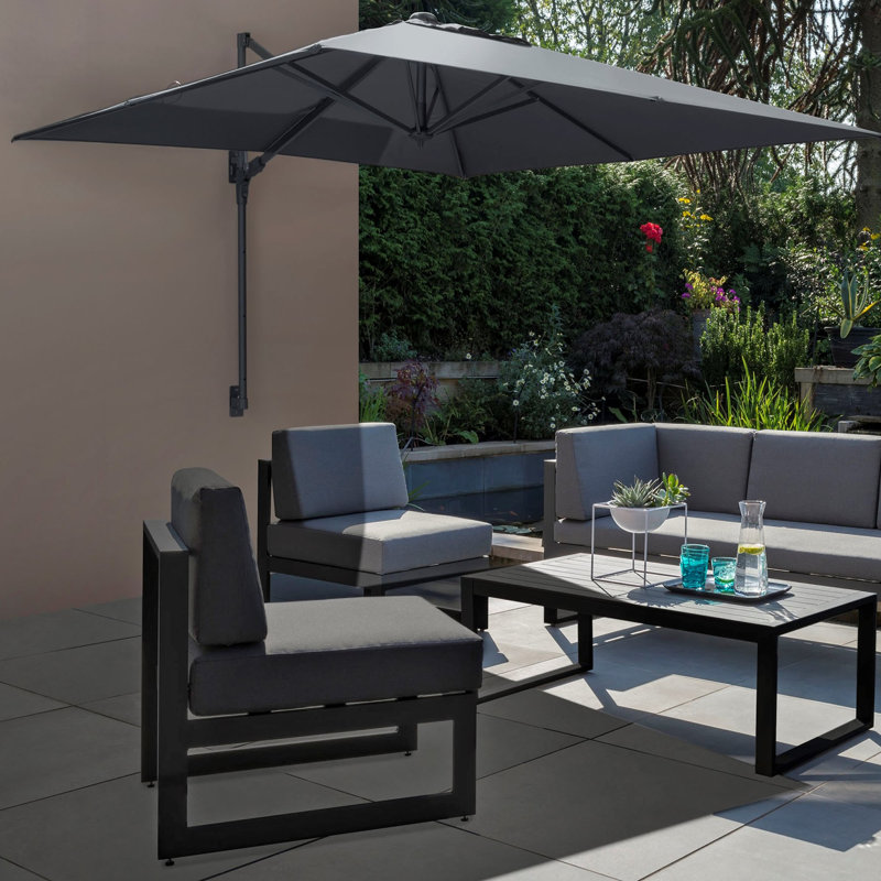 Wall Mounted 2.5M Square Free Arm Parasol, Taupe