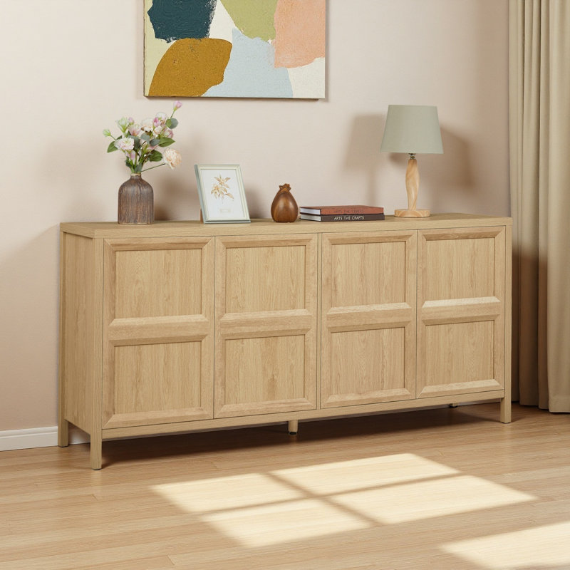 67'' Modern Sideboard Storage Cabinet With Tip-On Opening, Soft-Close Hinges, And Tilt-Proof Wall Mount