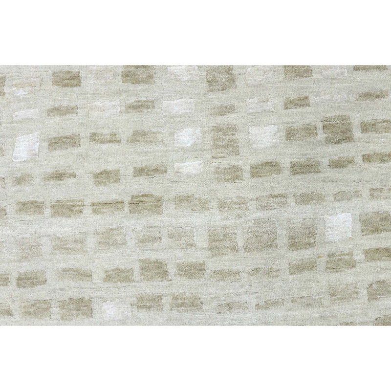 Tapis beige noué à la main de haute qualité, Rectangle 9 pi x 12 pi
