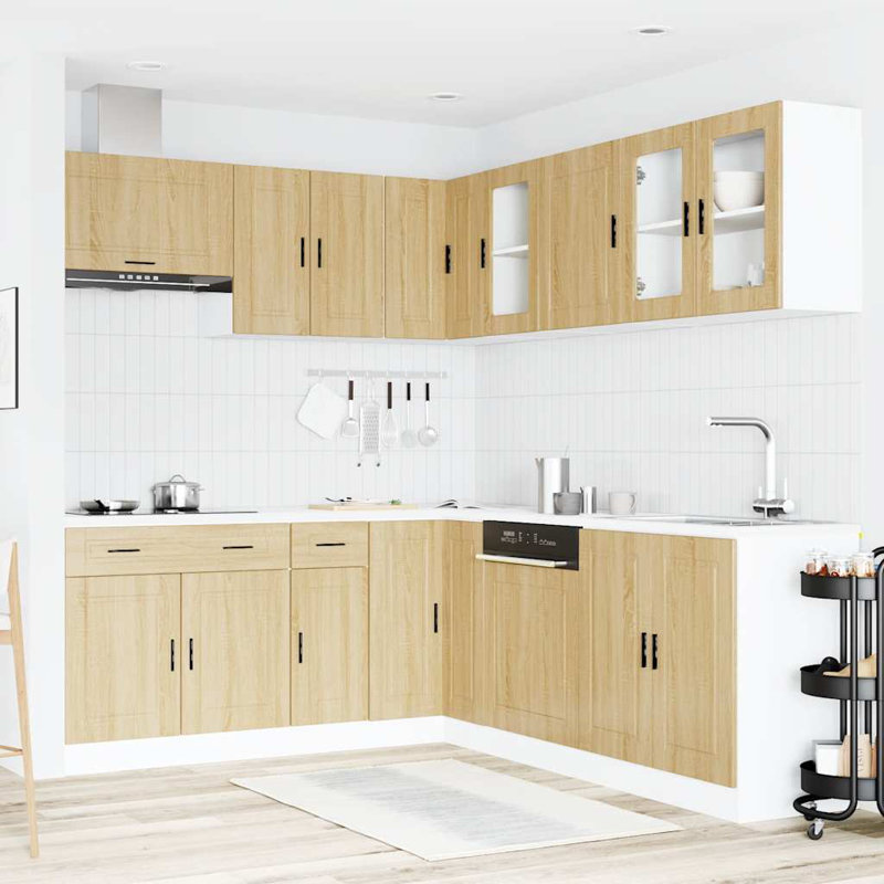 Maribeth 11 Piece Kitchen Cabinet Set, Sonoma Oak