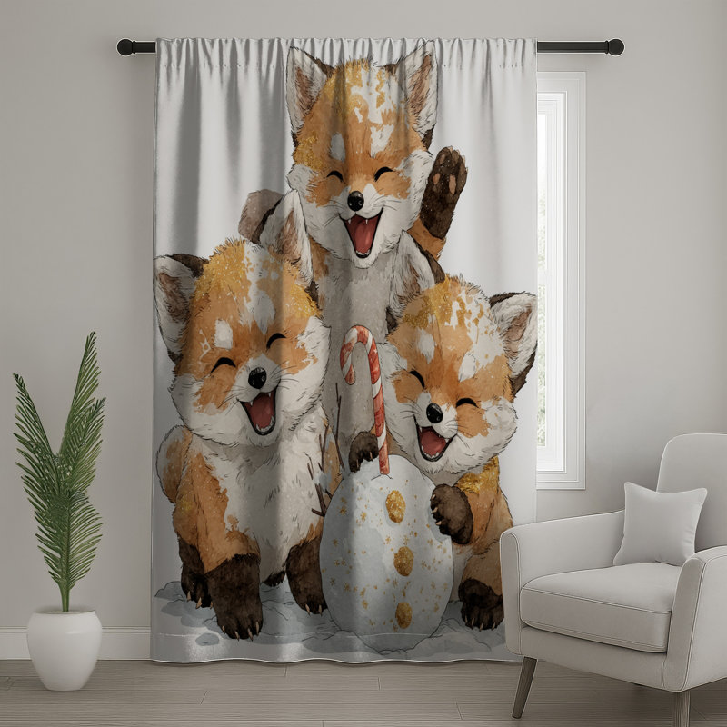 Jolis rideaux mignons Fox, 50 po x 80 po - 1 panneau, Transparent
