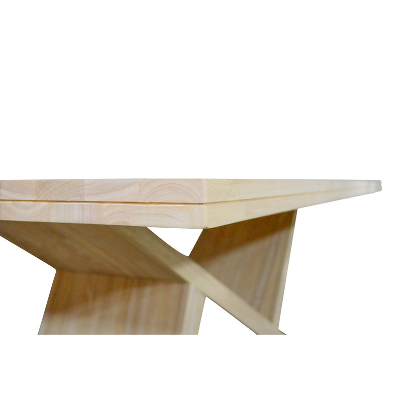 Abdulmedjit Rubberwood Rectangular Solid Wood Top with Solid Wood Base Dining Table