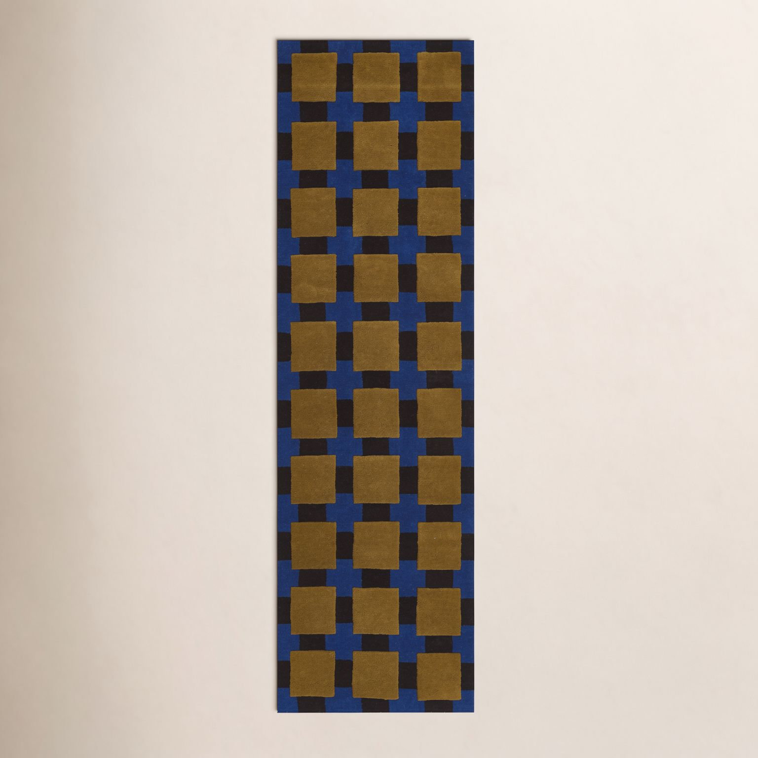 Bauhaus Hand-Tufted Geometric Rug, Runner 2'3" x 8', Blue
