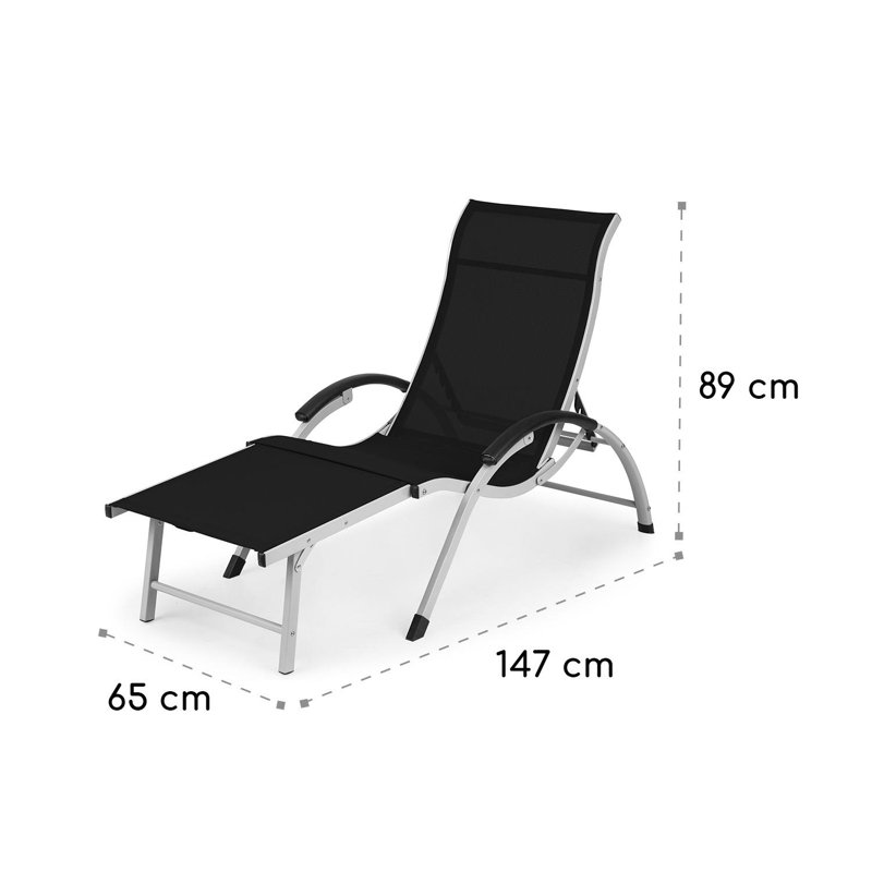147cm Long Reclining Single Chaise, Black