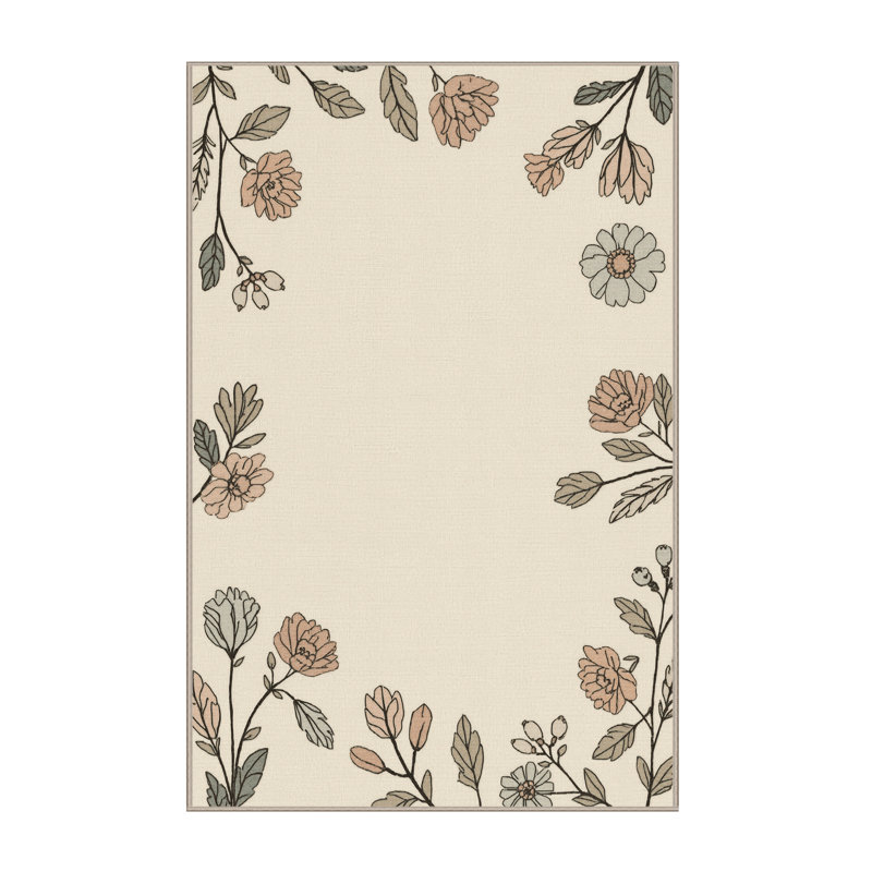 Machine Washable Adamek Easter Modern & Contemporary Abstract Rug in Beige – Beige Binding, 8x10