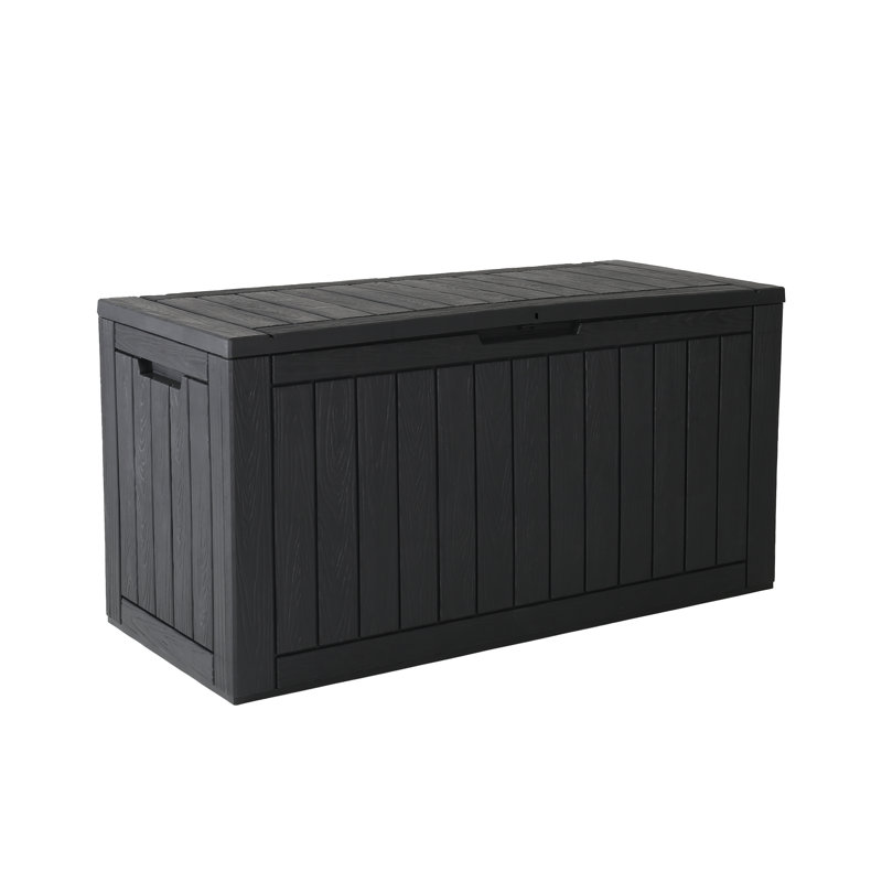Coffre de terrasse en résine 100 gallons verrouillable et imperméable, Noir