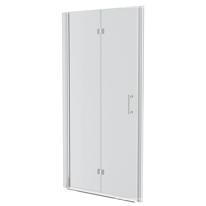 34"W X 72"H Fold Frameless Shower Door With Tempered Glass, Chrome