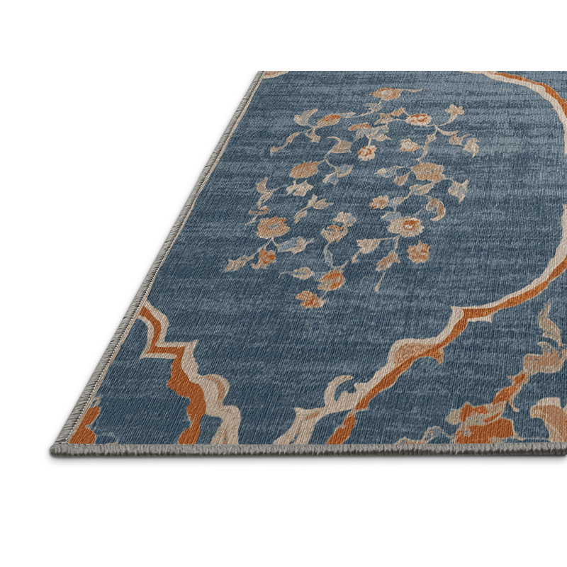 Machine Washable Gray Area Rug, Square 4'