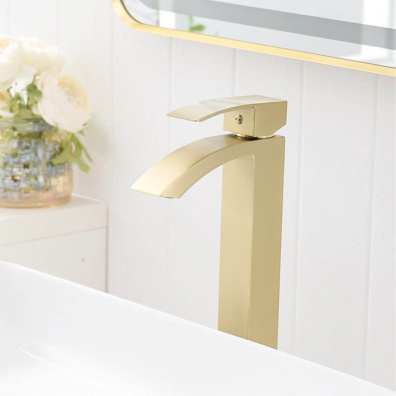Brushed Gold Cartridge Valve Basin Faucet For Hotel Bathroom Sink Deck-Mounted Commercial, Brushed Gold