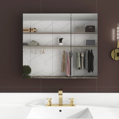 30 " W X 26 " H Surface and Recessed Frameless Medicine Cabinet with Mirror