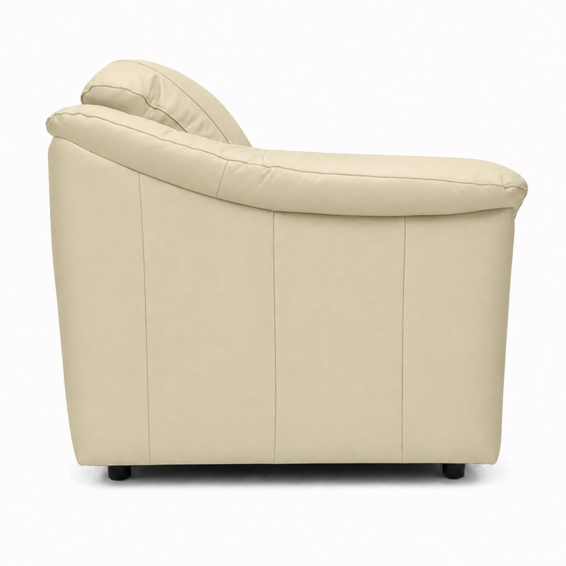 Ramdev Top Grain Leather Sofa Sectional with Cushioned Back and Pillow Top Arm, Left Hand Facing, Ivory