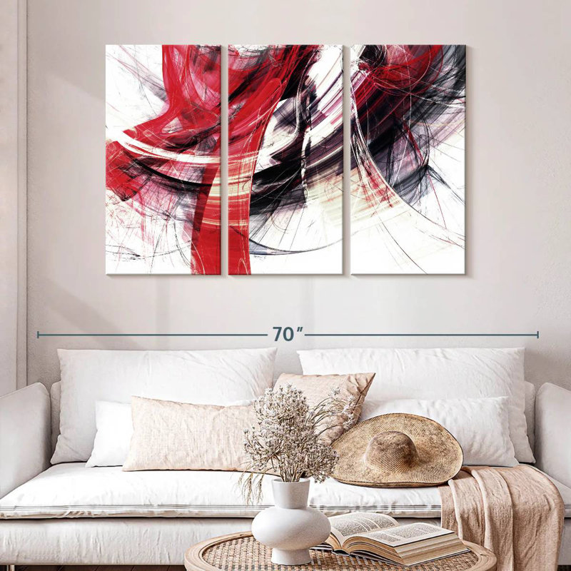 Avery Red Motion Abstract, 32" H x 50" W