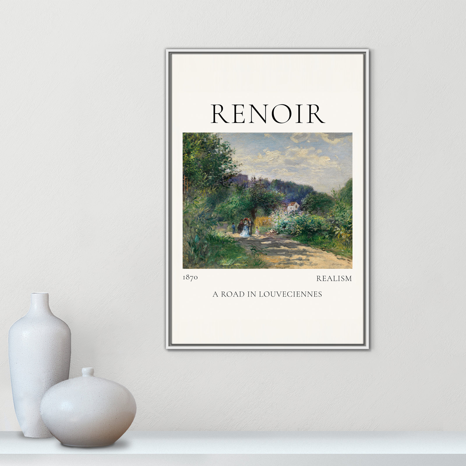 Rocchetto "A Road in Louveciennes" Print, White Floater Frame, No, 37.5" H x 25.5" W x 2" D