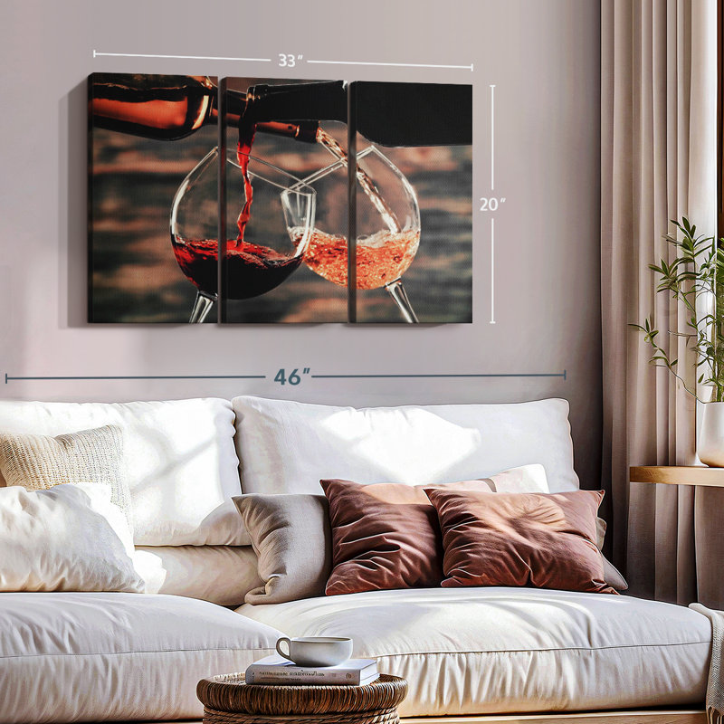 «Versing Wine From Bottles» sur toile, H 20 po x l 33 po