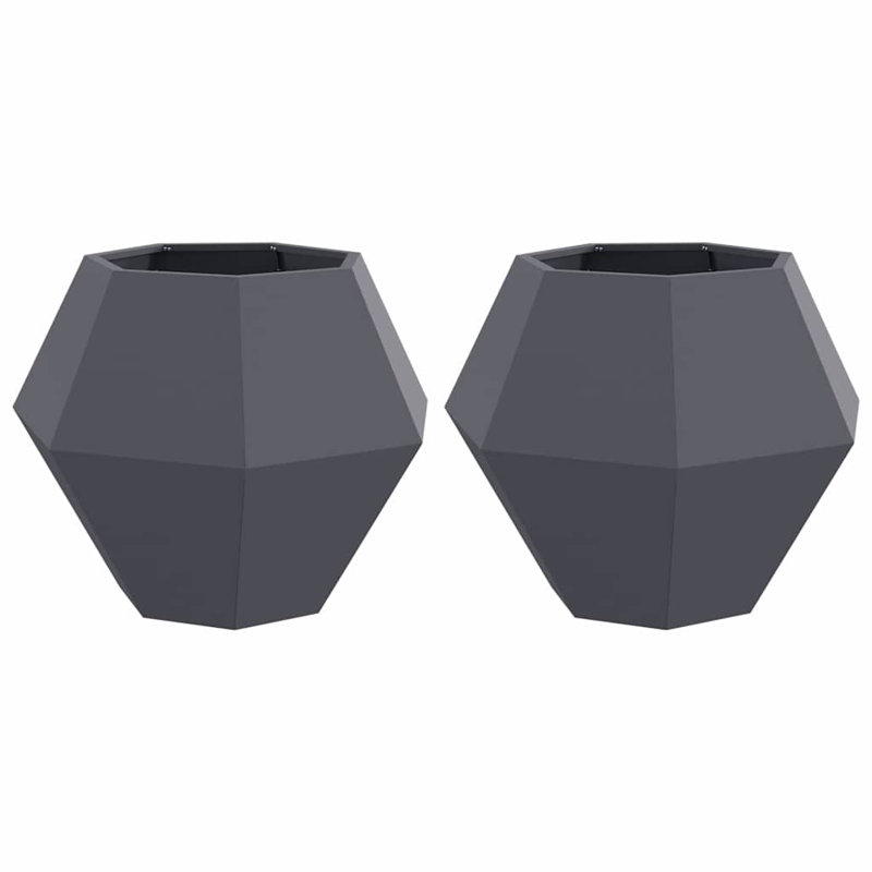 Planter 2 Pcs Steel, 60cm H x 75cm W x 75cm D, Anthracite