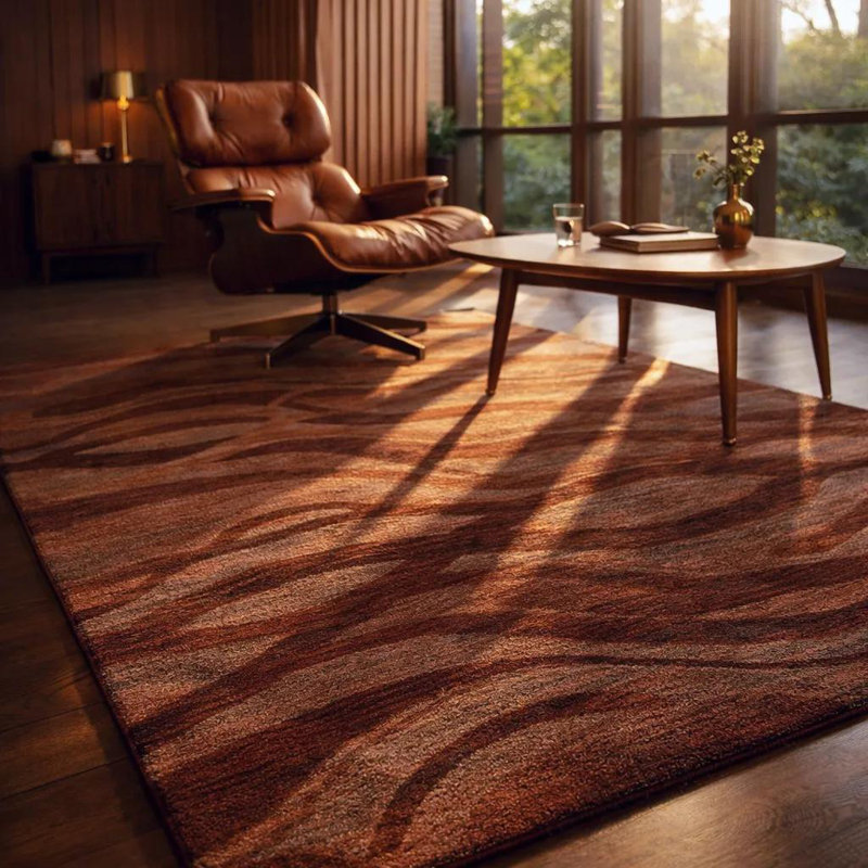 Navyan Brown/Orange Area Rug, Rectangle 5' x 7'6", Brown/Red/Orange